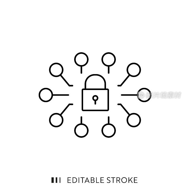 网络安全线图标设计与可编辑的笔画。适用于信息图表，网页，移动应用程序，UI, UX和GUI设计。